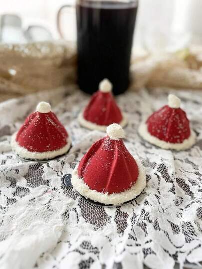 1 Stück Silikonform für Weihnachtsmann-Hut Mousse-Kuchen mit 6 Hohlräumen, perfekt für Weihnachts-Backen und Küchendekoration. Kuchenformen ideal für professionelle Konditoren und Heimbäcker. Weihnachten, Weihnachtsdekorationen, Weihnachtspyjamas, Weihnachtsgeschenke, Weihnachtsdekoration