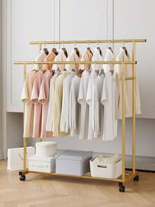 Freestanding Clothes Rack With Wheels, Multifunctional Garment Hanger, Lightweight Luxury Home Use, Easy Balcony Drying Rack With Double Pole - Multicolor - View 7