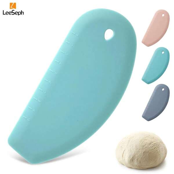 Raspador de masa de silicona, raspador de tazón, herramienta de corte de pastelería flexible y multiusos, cortador de masa para pan y pastel