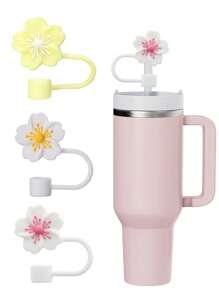 8pcs/4pcs/3pcs/1pc Silicone Crabapple Blossom Straw Caps, Reusable Straw Covers For 10mm Wide Straws, Fashion & Cute Style Straw Toppers Fits Modern Minimalist Cups