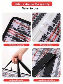 1 件手持式超大容量储物袋，耐用搬家储物袋 - 可重复使用的拉链整理袋，大容量衣物储物袋，牛津布防水网格印花储物袋，用于衣物，学生返校行李整理袋，旅行袋，旅行学院携带宿舍必需品搬家用品袋，用于学校学校配件学校用品衣柜整理和存储衣服整理器卧室 - 彩色 - 查看 11