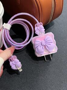 5个/套蝴蝶结充电线保护套，适用于18/20W美规充电器，1.5米防断数据线 - 彩色 - 查看 14