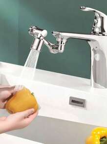 1pc 1440 ° Universal Rotary Faucet, Washbasin Mechanical Arm Faucet Extender, Anti Splash Faucet, Made Of High-Quality ABS Material, Suitable For Use In Bathrooms, Kitchens, And Toilets - Silver - View 5