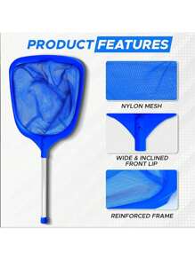 带伸缩铝杆的泳池撇渣网 - 适用于游泳池、水疗中心、热水浴缸、池塘的重型细网叶耙 | 3 节可伸缩手柄，耐用塑料框架，易于清洁和存放 - 彩色 - 查看 11