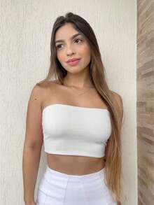 Cropped Top Suplex Stripe With Suplex Lining Casual Party Nightclub Show - 奶油色 - 查看 1
