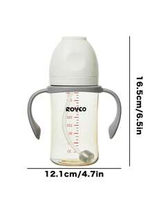 ROVCO 1 件 Rykang 防胀气婴儿奶瓶，多种奶嘴流量（大/中/小），简易宽口，防震 PPSU 材质，多种颜色（蓝色/粉色/绿色/灰色/橙色），270ml/9.13oz、300ml/10.15oz、360ml/12.17oz、180ml/6.09oz、240ml/8.12oz - 灰白 - 查看 5