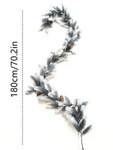 180cm Artificial Pine Tree Christmas Wreath, With Pine Cones, Holiday Home Farmhouse Decor, Faux Green Plants, Pine Needles, Pine Cone Vines, Winter Greenery Wreath, Suitable For Holiday Fireplace Mantel, Fireplace, Table Runner, Center Piece Decor, Realistic Cedar Faux Evergreen, Tabletop Decor, Christmas Decoration, Artificial Plants - Multicolor - View 13