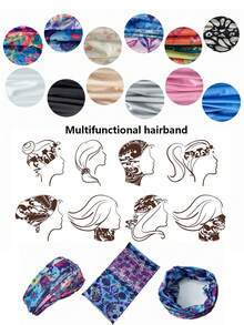 1 Peça Faixa de Cabelo Feminina Sweatband, Faixa de Cabeça Versátil e Fashion Feminina em Cores Sólidas e Estampa Floral Tie-Dye, Adequada para Penteados, Lavagem de Rosto, Proteção Solar, Cobertura do Pescoço, Elástica e Respirável, Ideal para Esportes ao Ar Livre, Corrida, Fitness, Yoga, Acessórios de Moda Casual para Cabelo