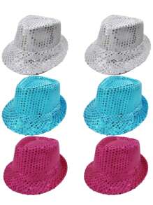 D EXCEED 1/2/3/6/9PCS Fashionable Sequin Fedora Party Hat, Unisex Sparkling Accessory For Costumes, Parties, Events & Everyday Style