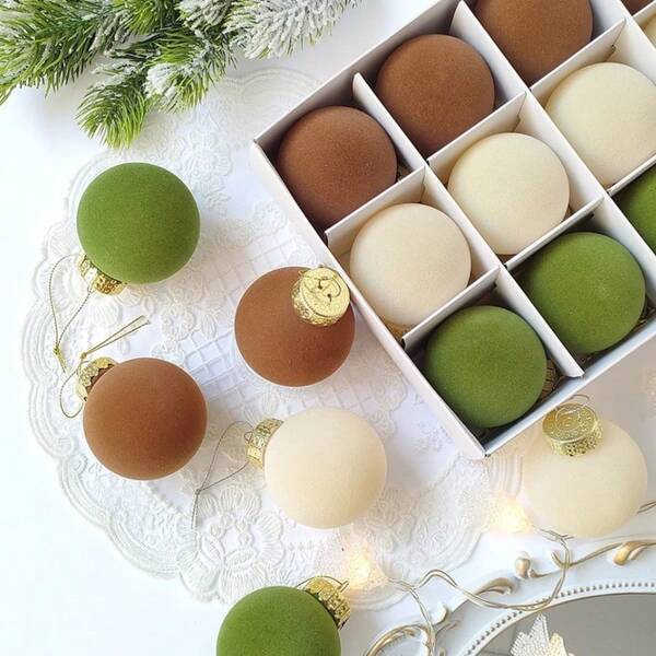 12pcs/Set Christmas Party Decorative Balls, Flocked Balls, Christmas Hanging Balls, Christmas Party Decorative Balls, Christmas Hanging Ornaments, Christmas Decorations, Suitable For Christmas Tree Decoration, Home Decor, Room Decor, Bedroom Decor, New Year Decor, Christmas Decorations, Outdoor Decor, Holiday Party Decor, Christmas Party Supplies, Christmas Themed Festive Hanging Ornaments, Event Party Gifts, Christmas Ball Gift Set, Happy New Year, Gift For Friends And Family Winter