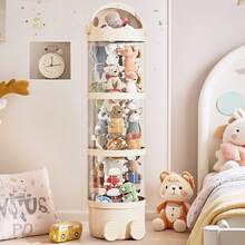 LOVEWE Multi-Functional Transparent Doll And Plush Toy Storage Rack - Waterproof Round Toy, Doll, And Puppet Organizer - Perfect Home Organization Solution And Gift Idea For Christmas And New Year - 粉色 - 查看 2
