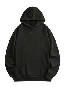 360g Hooded Sweatshirt, I Believe Angel Print Women's Hooded Sweatshirt Loose Fit, Classic Round Neck, With  Pocket And Drawstring, For Casual Outings - màu đen - Xem 2