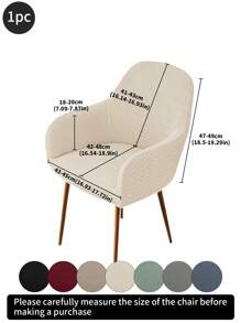 1pc Solid Striped Curved, High Elastic Dust-Proof Full Cover Chair Slipcover, Suitable For Hotel, Living Room, Study, Dining Room, Daily Use, Available In Black, Gray, Beige - Multicolor - View 18
