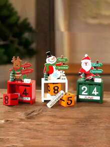 1 pieza de calendario de Navidad, adorno de madera artesanal. Decoración de escritorio con estilo navideño. Decoración del hogar, decoraciones navideñas, decoración de habitación de invierno