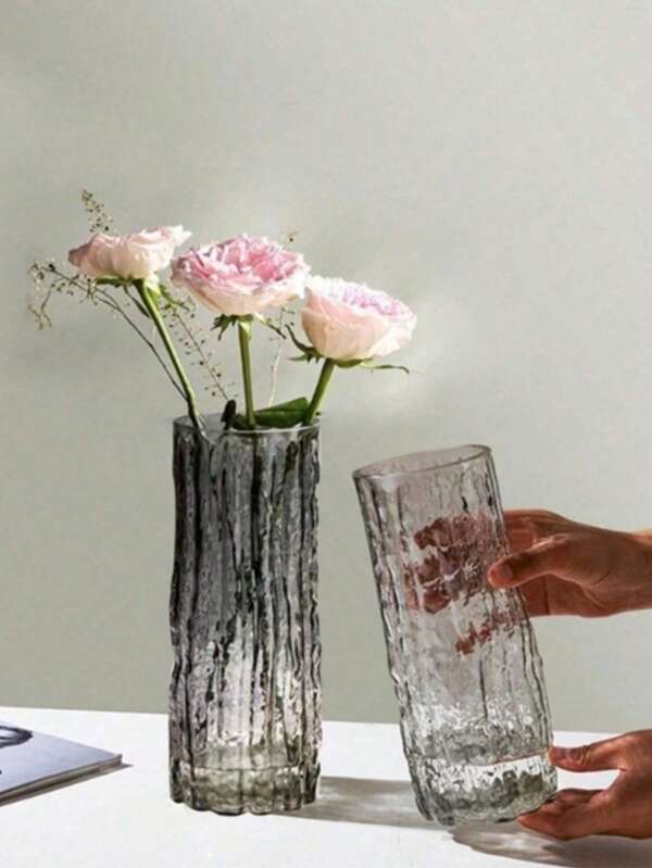 1pc Creative Glacier Glass Vase, Living Room Decoration, Suitable For Home/Shop/Office, Ideal For Both Fresh And Dry Flowers, Can Create Joyful And Comfortable Atmosphere, Great As Dining Table Decoration.