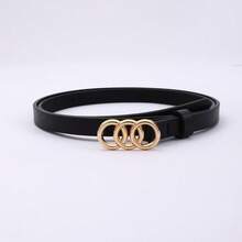 1/3pcs Women's Golden Styling Buckle Black, White And Brown Versatile Fashion Casual Belt Universal For All Seasons Fall, Autumn, Halloween - Multicolor - View 3
