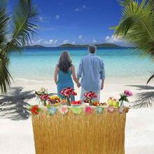 Table Grass Skirt For Hawaiian Hula Luau Party Decoration Table Decor Supplies(9ft)(1) - 1 - Xem 4