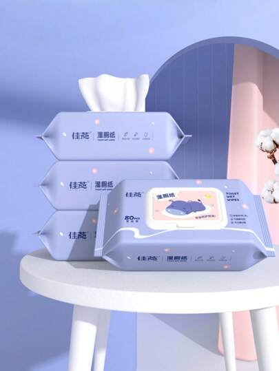 40pcs/80pcs/120pcs Jia Yan Flushable Wet Toilet Paper, Household Hygiene Wet Wipes, Large Pack Toilet Cleaning Wet Tissue