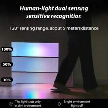 1pc Metal Wireless RGB Light 23cm Colorful LED Light Strip With Motion Sensor, Smart Magnetic Closet Light, 5 Lighting Modes, USB Rechargeable Dimmable Night Light, Suitable For Wardrobe, Stairs, Kitchen, Garage, Corridor, Bedroom And All Indoor Spaces - RGB - View 4