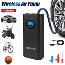 1PC Black Tire Inflator, Portable Air Compressor, 150PSI Car Electric Air Pump, Cordless Tire Air Pump, Car Air Pump, 7.4V 2*1500mah Li-Ion Battery With LED Lights And Digital Display For Car/Motorcycle/Bicycle/Basketball. Car Accessories/Gifts.