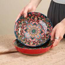 波西米亚风格大瓷盘，用于招待聚会，大碗用于盛汤、沙拉、意大利面、水果、薯片