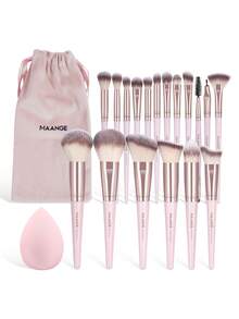 MAANGE 18/37 Pcs Makeup Tools Including 18 Pieces Makeup Brush Set + 15 Puff Accessories + 1 Silicone Bowl + 1 Brush Egg + 1 Velvet Pouch + 1 Wash Bag Cosmetic Brush Set Gift For Women & Girl Travel Makeup Brush Set,Brush Set,Makeup Brush Kit,Make Up Brush Set,Make Up Set Complete,Makeup Brush Set,Complete Makeup Kit,Brush Kit,Brushes Makeup Set,Makeup Gift Set - Baby Pink - View 4