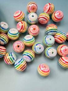 10pcs/20pcs/50pcs/100pcs/200pcs Minimalist Cute Acrylic 8mm/10mm/12mm/16mm Optical Rainbow Lollipop Round Beads, Random Color Mix For DIY Craft Necklace Pendant - Lollipop Series - View 27