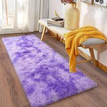Soft Fluffy Shag Throw Area Rug, 2x4 Black, Non-Slip Bedroom, Hallways, Bedside, Dorm, Living Room - Long Shaggy Rug - 紮染紫色 - 查看 4
