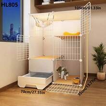 Indoor Cat Cage With Litter Box, Cat Bed, Cat House, Cat Villa, Cat Condo - Multicolor - View 2