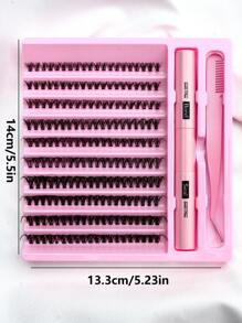 200pcs/200pcs*2 DIY Eyelash Extension Kit, Individual Lash Clusters, D-Curl, 8-16mm Mixed Lash Clusters, Includes Lash Glue, Sealant And Eyelash Extension Tools, Convenient For Self-Application At Home. Eyelash Cluster Set, Eyelashes, False Eyelashes - Black - View 8