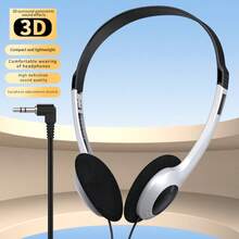 Retro Wired Headphones, Classic Headphones For Photo Shooting, MP3, Music, Smartphone, Tablet, Computer, Gaming - Silver - View 3