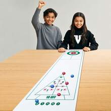 1 Set Grünes 54,3-Zoll-3-in-1-Spielset: Curling, Shuffleboard und Bowling – Spannende Familienunterhaltung mit 6 farbenfrohen Rollen und 10 Bowlingkegeln – Ideales Weihnachts- oder Thanksgiving-Geschenk