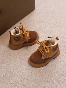 1 Paar Kinder Outdoor Winter Dicke Warme Kleinkind Schuhe, Komfortable Mode Vielseitige Seitlicher Reißverschluss Strapazierfähige Stiefel