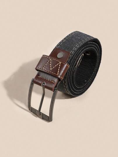 1 pieza Cinturón casual y minimalista para hombres con decoración de letra M tejida, adecuado para viajes, actividades al aire libre y uso diario con vaqueros