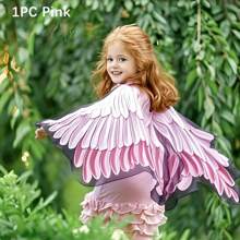 儿童仙女翅膀斗篷服装装扮玩具，多色鹰翼，适合生日、节日、万圣节、舞台表演 - 彩色 - 查看 7