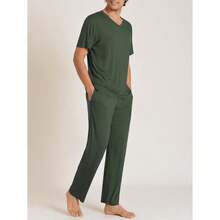 Latuza Men's Soft Pajama Set Viscose Short Sleeves Top With Pants