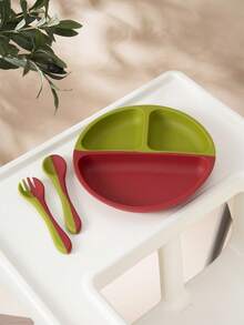 3PCS Personalized Customization Name Pattern Baby Food Storage Portable Fork Spoon Print On Demand Silicone Baby Dishes Custom Suction Dining Plate,Chic Autumn,Kids,Customized Kids Tableware - Multicolor - View 14