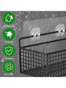 10个淋浴置物架粘钩，防水墙钩，适用于浴室收纳篮、肥皂碟，无需钻孔 - 彩色 - 查看 4