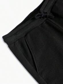 Children's Bermuda Shorts, Sweatshirt, Youth Day-To-Day Shorts For Children, Boys, Printed, Drawstring With Elastic - 黑色 - 查看 2