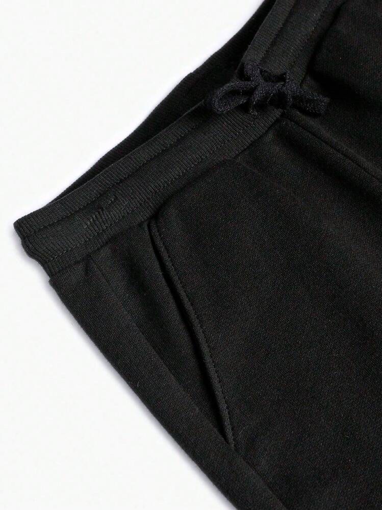 Children's Bermuda Shorts, Sweatshirt, Youth Day-To-Day Shorts For Children, Boys, Printed, Drawstring With Elastic - Black - View 2
