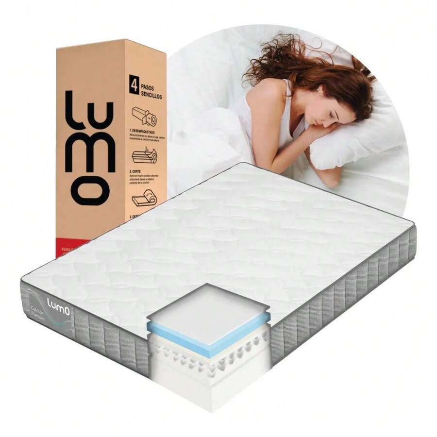 Lumo Home Colchon Matrimonial Premium 23cm De Grosor Memory Foam 7 Capas Transpirable Colchón En Caja Antiácaros E Hipoalergénico -aislamiento Avanzado Del Movimiento Para Un Sueño Tranquilo - Blanco - Ver 1