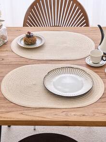 1/4/6/8 件波西米亚风格椭圆形编织餐垫,厨房用品饮料杯碗碟防滑垫适用于日常、节日、聚会、派对、婚礼、晚宴、家居和宿舍装饰 - 米色 - 查看 4