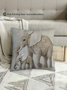 1/2/4 vỏ gối trang trí hình gia đình voi cổ điển - 17,7x17,7 inch, thiết kế in phẳng 2D, chất liệu polyester mềm mại, khóa kéo, vỏ gối trang trí có thể giặt bằng máy cho phòng ngủ, phòng khách và trang trí ngoài trời, trang trí hình voi, thiết kế nội thất, in phẳng 2D - Nhiều màu - Xem 3