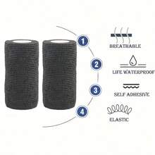 7 Rolls Self-Adhesive Bandage, Breathable Sports Tape, Self-Adhesive Sports Bandage (White) - Black - View 2