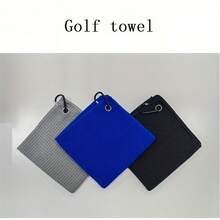 1pc 11.81" X 11.81" Waffle Plaid Golf Towel With Hanging Hook, Golf Club Cleaning Towel