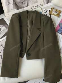 Chaqueta blazer casual suelta y corta para mujer, tejido de 120G, para primavera y otoño