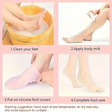 1/2 pares de set de hidratación y alivio para manos y pies de silicona, hidratación intensiva, calcetines reutilizables de aloe vera, calcetines de spa para toda la noche, calcetines de gel antideslizante para talones, adecuados para mujeres y hombres con piel seca, pies ásperos, cuidado de pies en casa, se usa con sus lociones y cremas favoritas - Multicolor - Ver 7