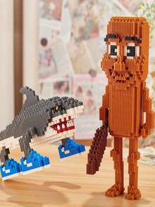 畅销意大利 Brainrot 活动玩偶积木、Tralalero Tralala 玩偶玩具，配有 Tralalero Tralala 积木、Tung Tung Tung Sahur 积木、Brr Brr Patapim、Brainrot Meme Shark 收藏动物玩偶礼物，适合粉丝玩具，适合女孩和成人 - 彩色 - 查看 2