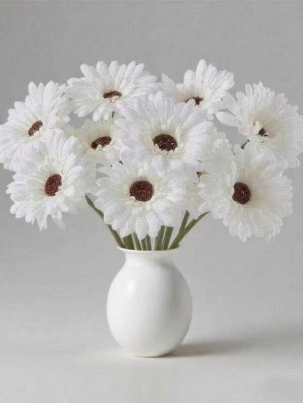 6/12 peças de flores artificiais de margaridas africanas, flores de seda de margaridas africanas, gérberas artificiais, girassóis falsos, buquê de flores artificiais a granel para casamento, buquê de noiva, festa, decoração de cozinha para casa, decoração de jardim, planta externa, jardinagem, flores artificiais, decoração de outono, outono