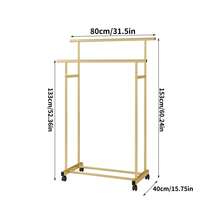 Freestanding Clothes Rack With Wheels, Multifunctional Garment Hanger, Lightweight Luxury Home Use, Easy Balcony Drying Rack With Double Pole - Multicolor - View 18